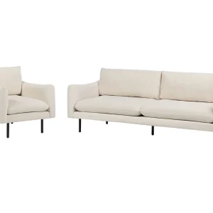 Set da salotto 4 posti tessuto panna chiaro VINTEBRO