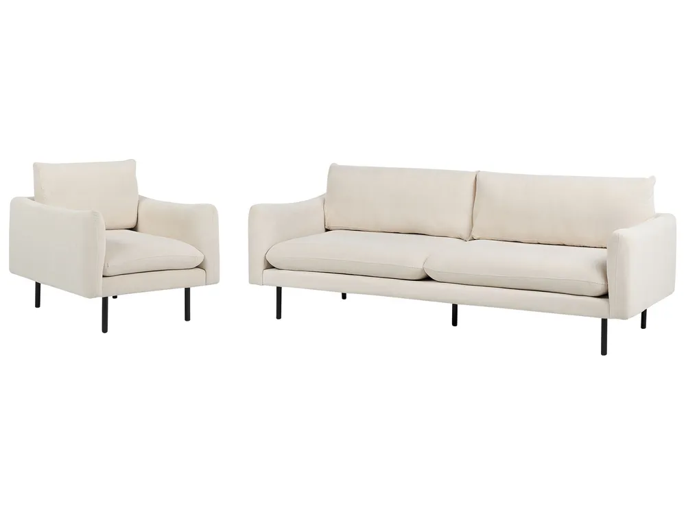 Set da salotto 4 posti tessuto panna chiaro VINTEBRO