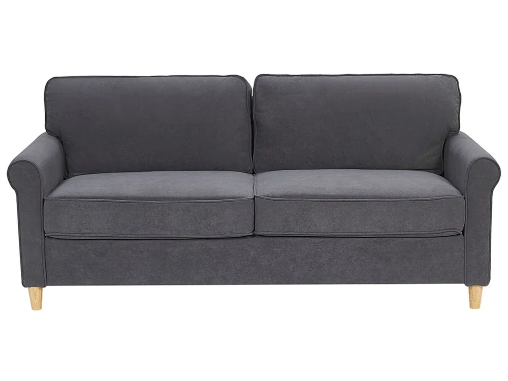 Set da salotto 5 posti velluto grigio nero e legno chiaro RONNEBY