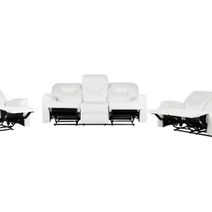 Set da salotto reclinabile con le mani tessuto beige 6 posti BERGEN