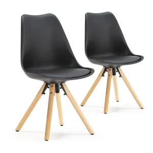 Set di 2 sedie da pranzo Jeff stile nordico nero, 54 x 49 x 84 cm