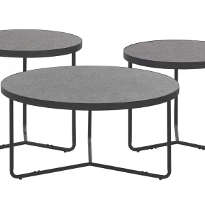 Set da 3 tavolini da caffè grigio e nero MELODY