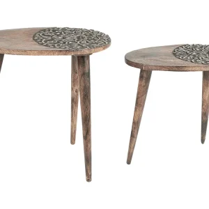 Set di 2 tavolini da caffè legno di mango cupo KHETUA