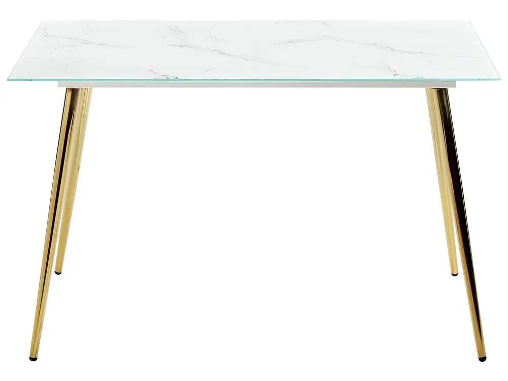 Glass Top Dining Table 120 x 70 cm Marble Effect and Gold MULGA