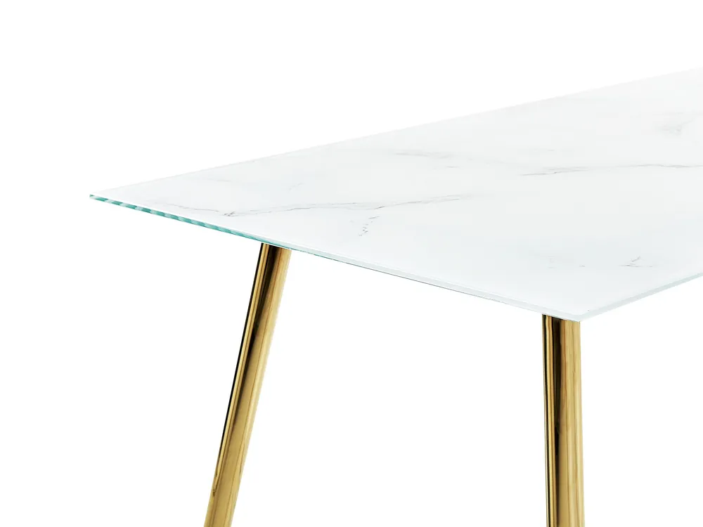 Glass Top Dining Table 120 x 70 cm Marble Effect and Gold MULGA