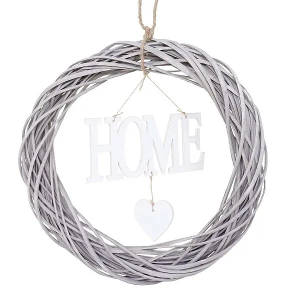 Mendler ghirlanda per porta Home rotonda ghirlanda decorativa ghirlanda da parete ghirlanda legno Ø 40 cm bianco-grigio 56576