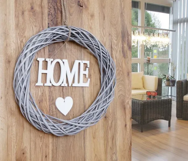 Mendler ghirlanda per porta Home rotonda ghirlanda decorativa ghirlanda da parete ghirlanda legno Ø 40 cm bianco-grigio 56576