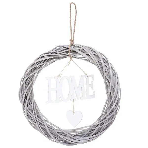 Mendler ghirlanda per porta Home rotonda ghirlanda decorativa ghirlanda da parete ghirlanda legno Ø 40 cm bianco-grigio 56576