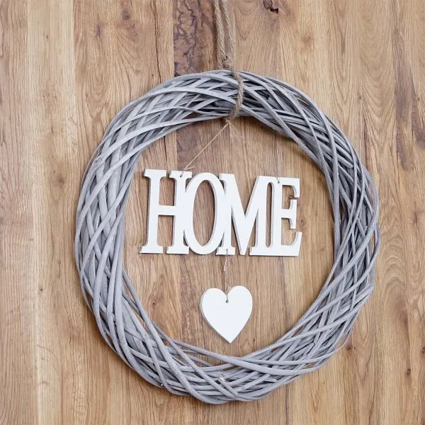 Mendler ghirlanda per porta Home rotonda ghirlanda decorativa ghirlanda da parete ghirlanda legno Ø 40 cm bianco-grigio 56576