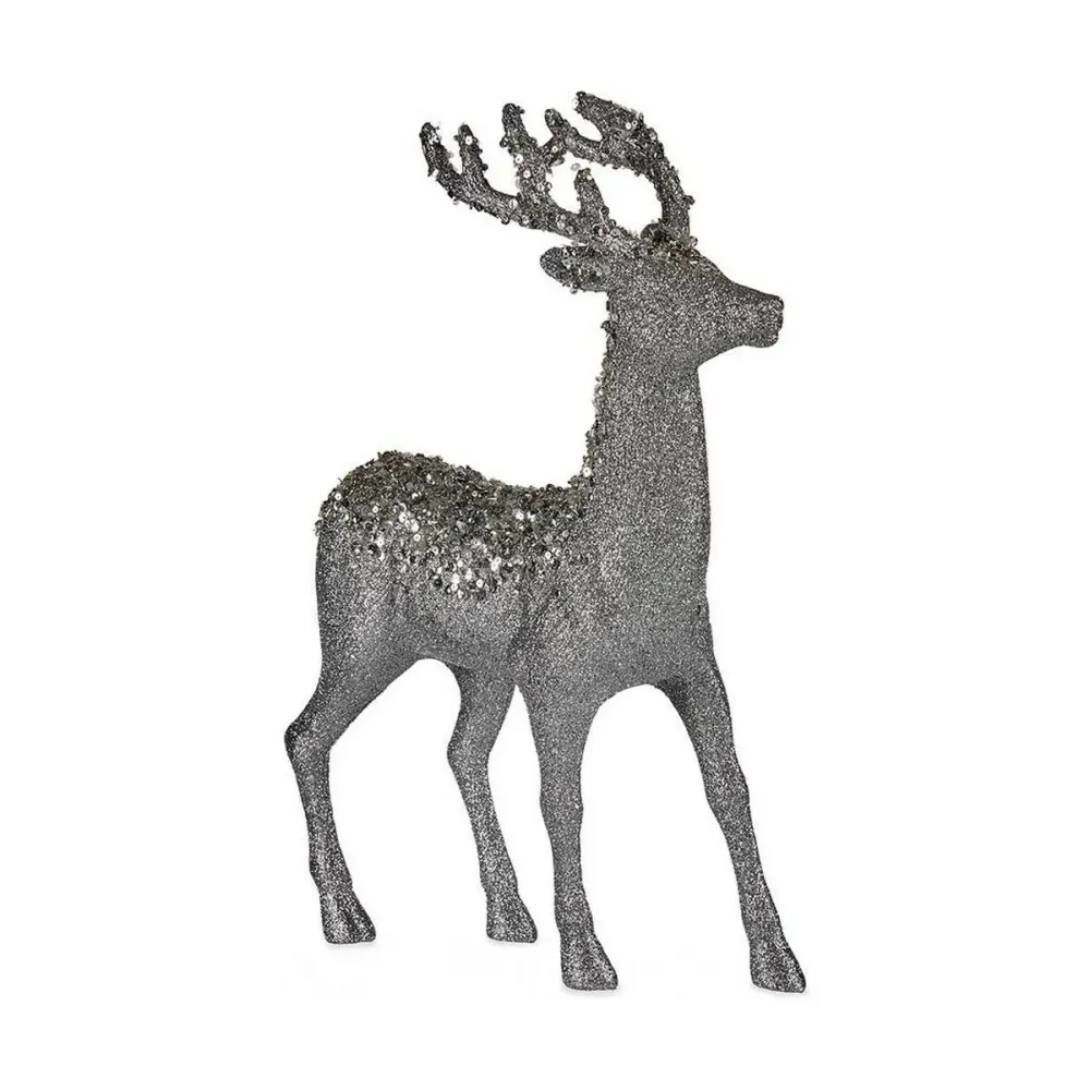 Renna di Natale Krist+ Bianco Argentato Argento Renna 15 x 45 x 30 cm