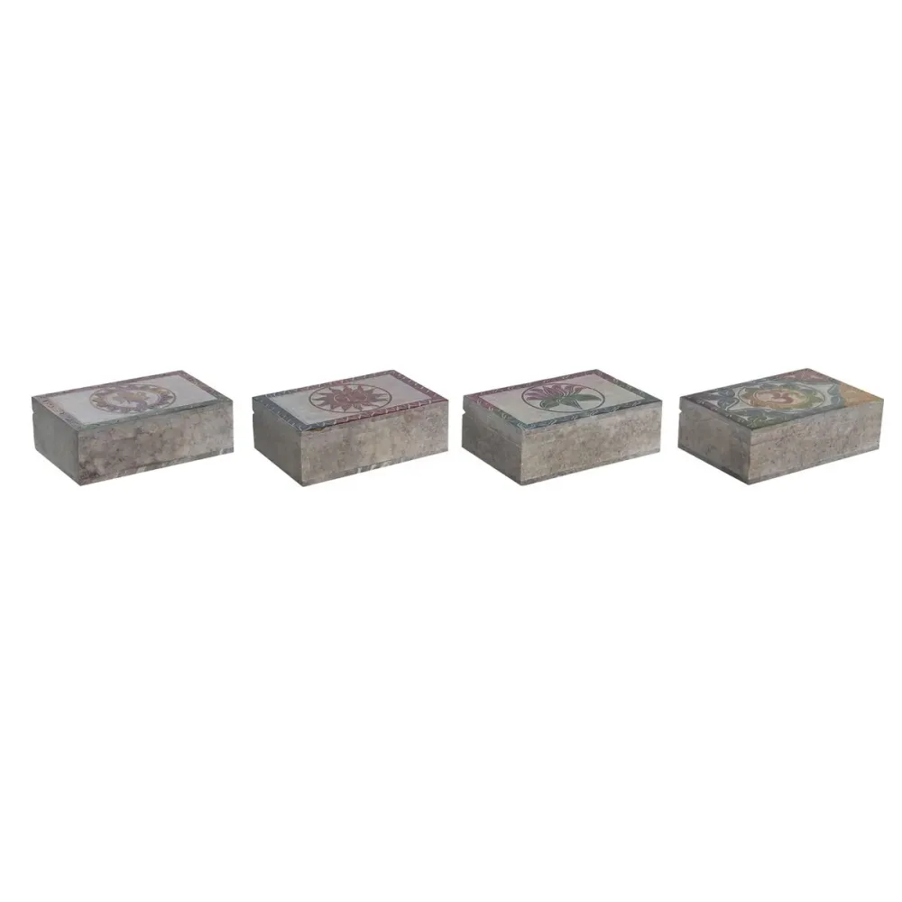 Scatola-Portagioie DKD Home Decor Multicolore Pietra 15 x 10 x 5 cm (4 Unità)