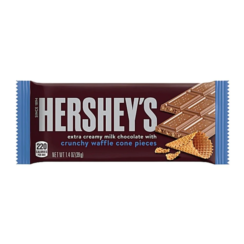 Hershey's Extra Creamy Milk Chocolate Crunchy Waffle, tavoletta di cioccolato con pezzi di waffle da 39g