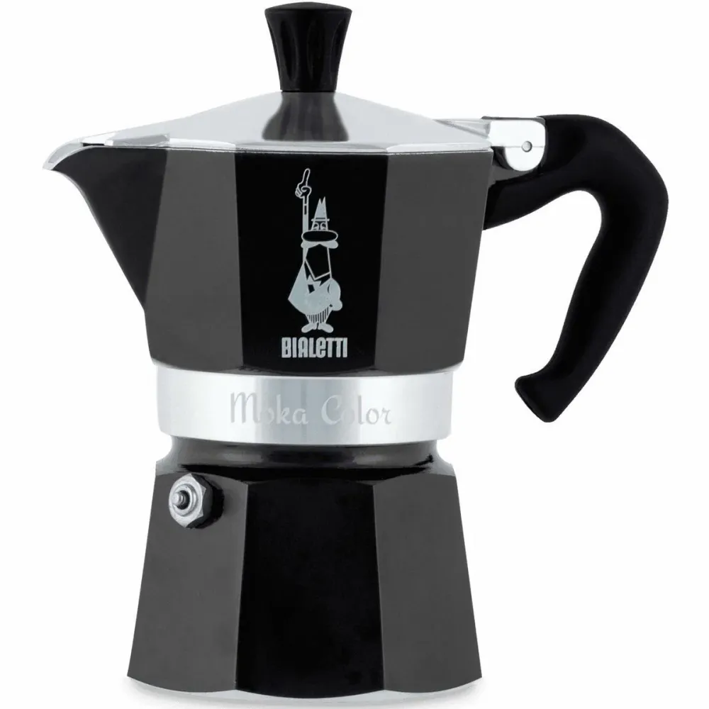 Caffettiera Italiana Bialetti MOKA EXPRESS Nero con Schiumalatte Integrato
