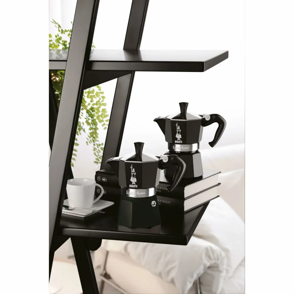 Caffettiera Italiana Bialetti MOKA EXPRESS Nero con Schiumalatte Integrato