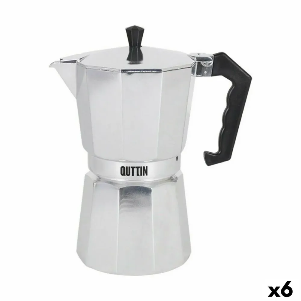Macchina per Caffè Moka Caffettiera Italiana Quttin Alluminio 12 Tazze (6 Unità)