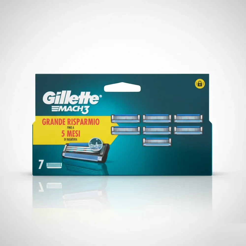 Gillette Mach3 Ricariche (7 Lame) | Grande Risparmio Fino 5 Mesi | Rasatura Classica, Profonda e Scorrevole