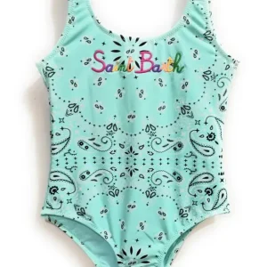 Mc2 Saint Barth Costume Intero Cara con Stampa Bandana Verde Acqua