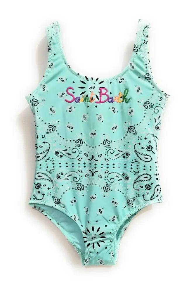 Mc2 Saint Barth Costume Intero Cara con Stampa Bandana Verde Acqua