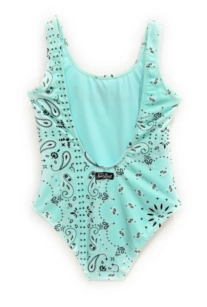 Mc2 Saint Barth Costume Intero Cara con Stampa Bandana Verde Acqua