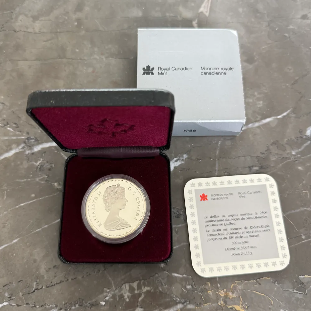 Moneta argento 1 Dollaro canadese 1988 Les Forges du Saint-Maurice Ironworks