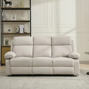 Divano 3 posti relax Tessuto chiné colore Crema LANA