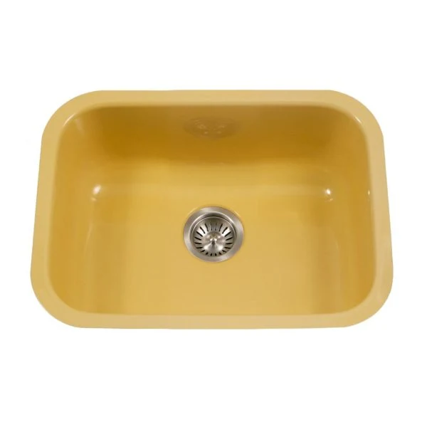 Hamat - CER-2318S-LE - Enamel Acciaio Undermount Single Bowl Kitchen Sink, Lemon