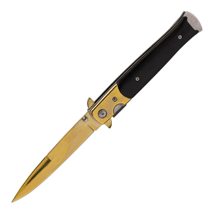 Perucci - 9" Gold and Nero puro Polished Surface Foldable Pocket Knife