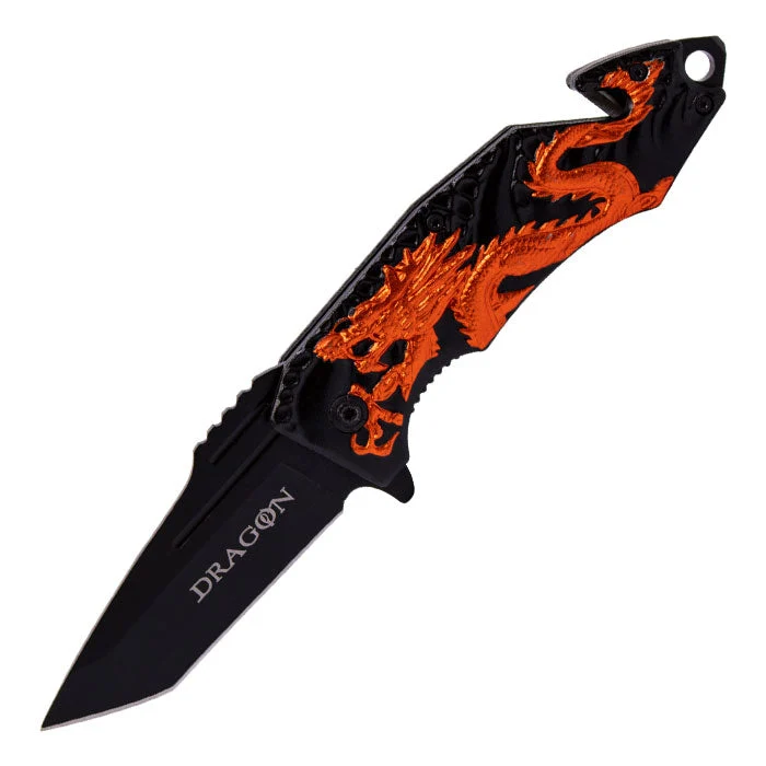 Snake Eye - 8" Orange Dragon Print Compattabile Pocket Knife