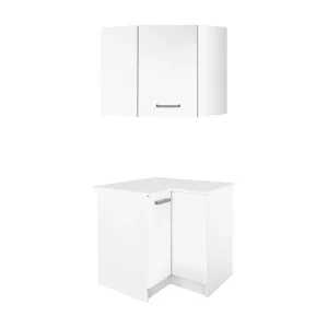 Contenitore ad angolo per la cucina 1 mobile basso e 1 mobile elevato Bianco TRATTORIA