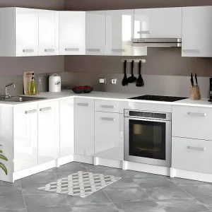 Cucina completa ad angolo 11 elementi portaoggetti 416 cm Bianco TRATTORIA