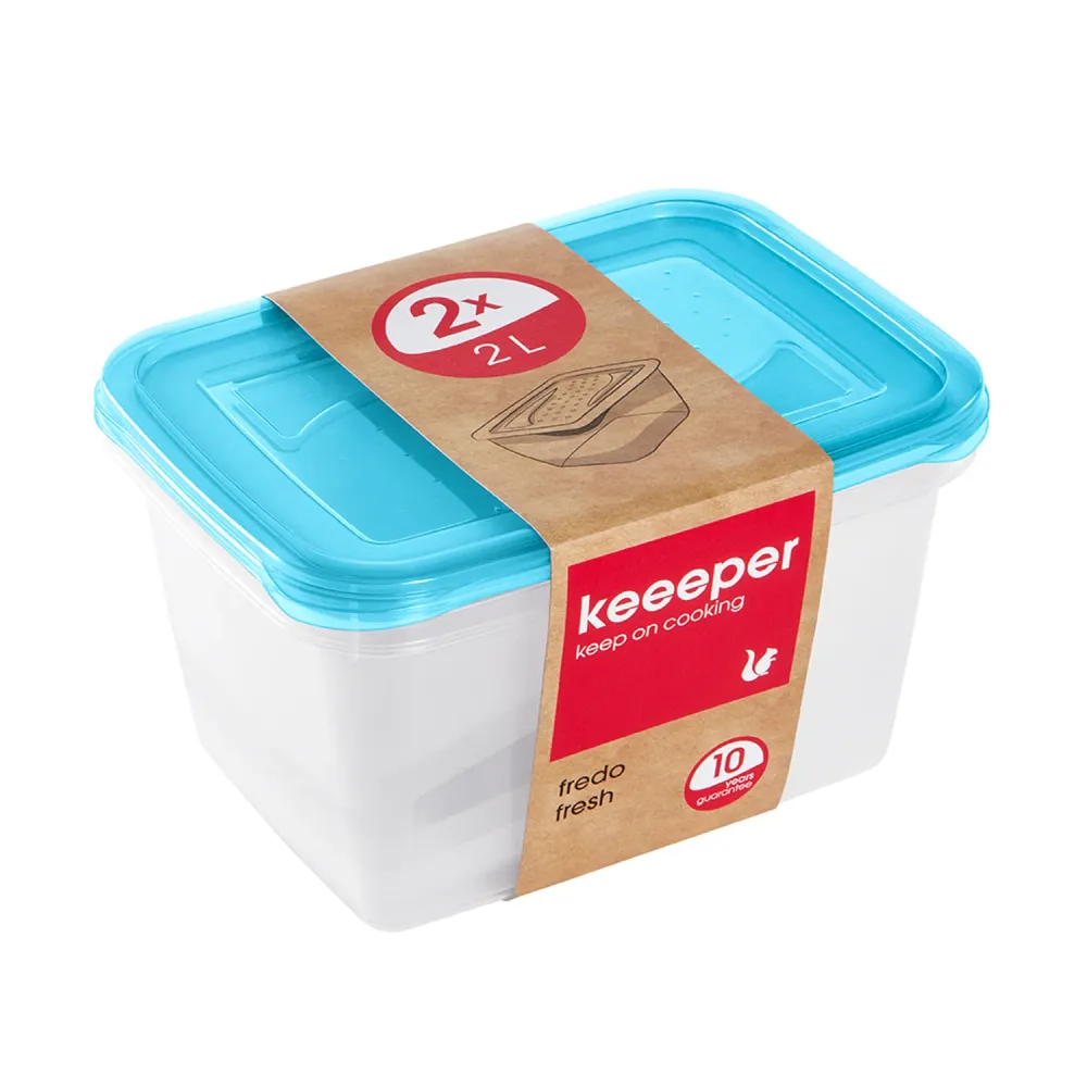 Keeeper Fredo Fresh Food Container Set Fridge Freezer Dishwasher Safe 2 x 2l Sovrapponibile