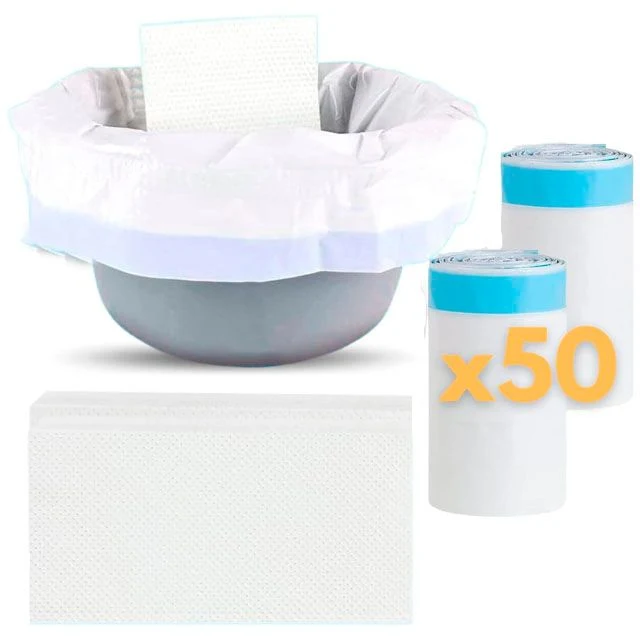 Borse da WC Usa e Getta con Cuscinetti e Manici | Pack 50