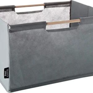 DOMOPAK - CESTINO CON MANICI LEGNO 38x28x23 CM GRIGIO O MARRONE