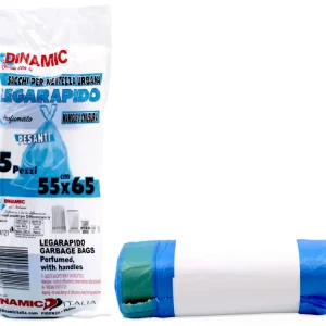 Sacchi pattumiera legarapido azzurro 55x65cm 15 sacchetti