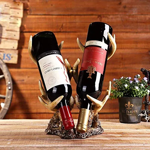 aasdf Portabottiglie Resina, Corna Scultura Artigianato Armadietto per Vino Decorazione per mensola del Vino Casa Soggiorn...