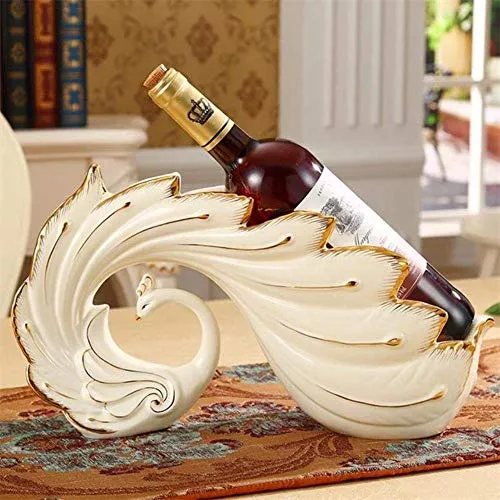 aasdf Portabottiglie Scultura Porcellana Statua di Pavone Portabottiglie per Vino Ceramica Ornamentale Animale Stoviglie e...