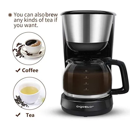 Aigostar Chocolate 30HIK - Macchina per caffe’ 10 Tazze, 30HIK, Black