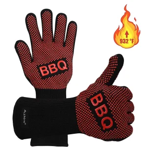 alenyk Guanti da Forno,Guanto BBQ,Ignifughi,Certificato EN407,Resistenti Calore Fuoco Alte Temperature Griglia Giardino,Ca...