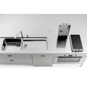 Ⓜ️🔵🔵🔵 Alpes I-LC310-C120+L60+F90+snack/1 - LIBERI CUCINA, Elemento Isole Lavaggio-Cottura, acciaio inox, larg. 310cm, prof...
