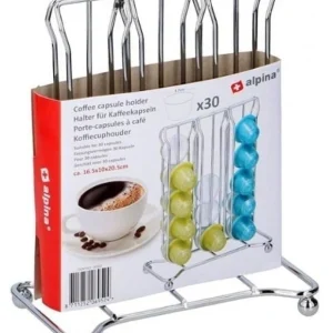 Portacapsule Caffè 30 Posti Verticale Doppio Fronte - Dispenser Organizer Metallo Cromato alpina