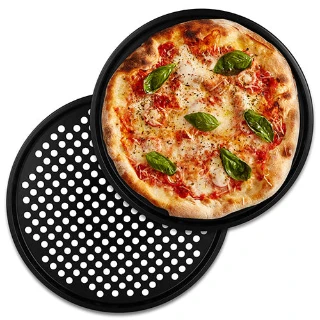 Set 2 Teglie Pizza Ø 32 cm. Antiaderenti con Fori Aerazione ALPINA