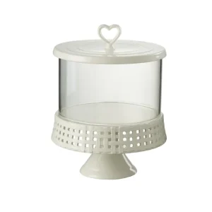 Alzata ceramica bianca con coperchio (21x21x31) Jolipa