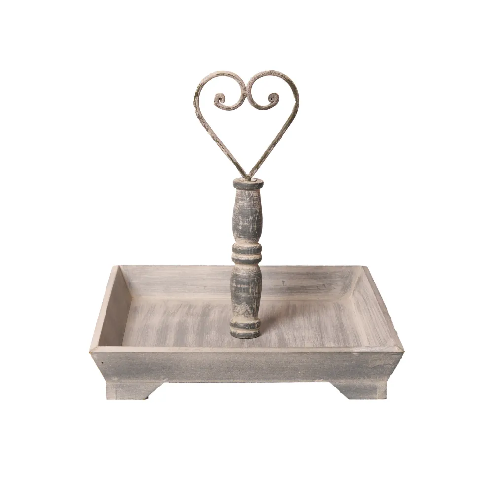 Alzata legno con manico cuore metallo