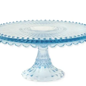 Alzatina Piatto per torta vetro Alice azzurro Greengate