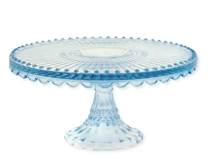 Alzatina Piatto per torta vetro Alice azzurro Greengate