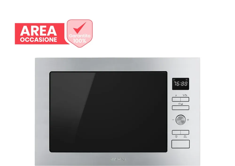AREA OCCASIONI Forno Microonde Ad Incasso Smeg FMI425X 1000 W 25 Litri (A38,8xL59,5xP37,7) Grill Griglia al quarzo Acciaio...