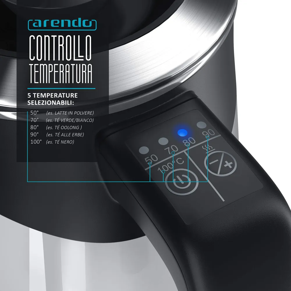 Arendo - Bollitore elettrico da mezzo litro modello Single - 1/2 Lt, Bianco