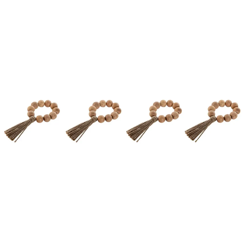 Argola de guardanapo Home ESPRIT Natural Juta Acácia Macramé 7,5 x 2 x 7,5 cm 4 Peças