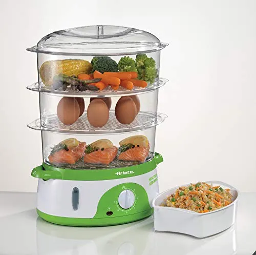 Ariete 911 Healty Steam Vaporiera Elettrica con Timer 60’, 3 Cestelli,...