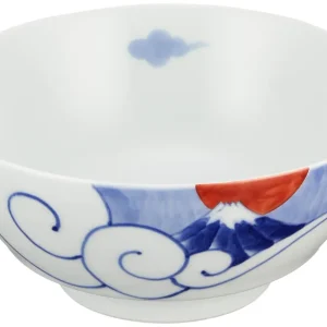 Arita Denpei Ramen Bowl Mt Fuji Cloud Design 18cm Microwave Safe Ceramic